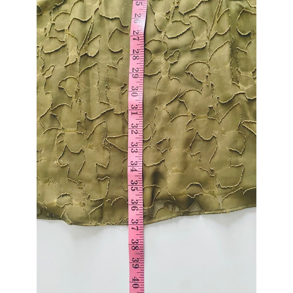 Tommy Hilfiger Olive Green Burnout Floral Mock Neck Long Sleeve Shift Dress 12 - Picture 14 of 14